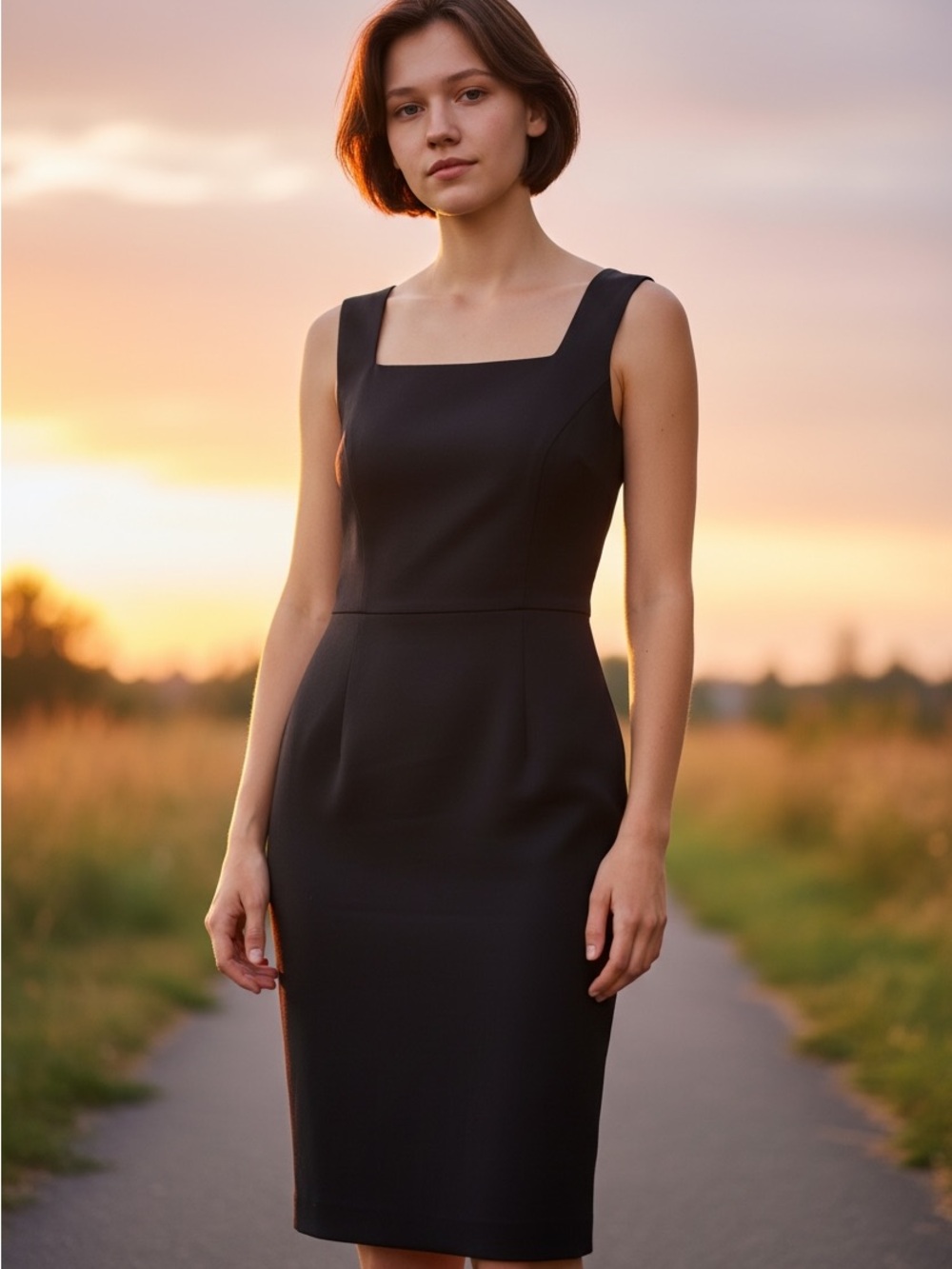 Banana Republic Black Square-Neck Sheath Dress
